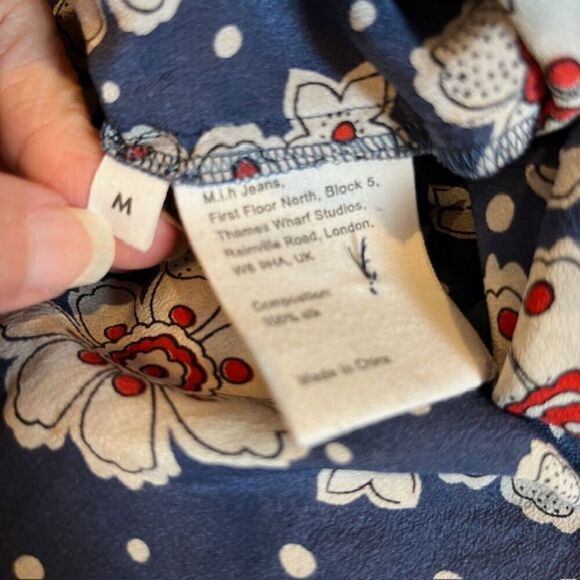 M.i.h. Jeans Silk Elodie All In One Jumpsuit Blue White Red Floral Size Medium - Picture 12 of 15
